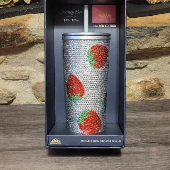 Strawberry Strawberries Hydrapeak Rhinestone Tumbler Sparkle Cup - Picture 2 of 7